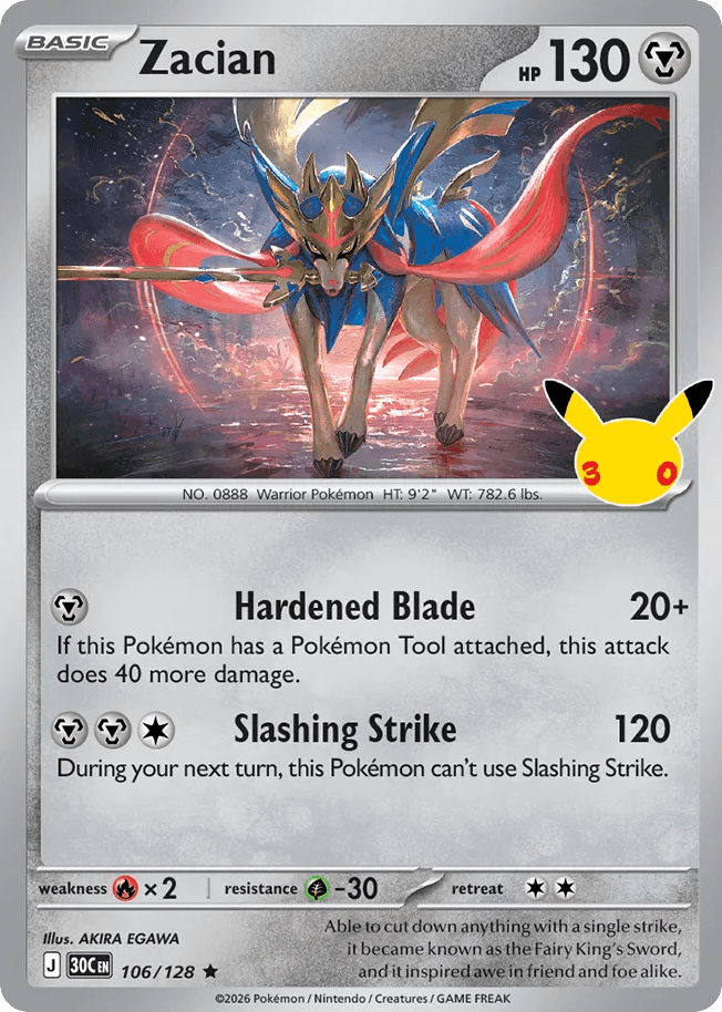 Zacian, kortbilde fra Scrydex
