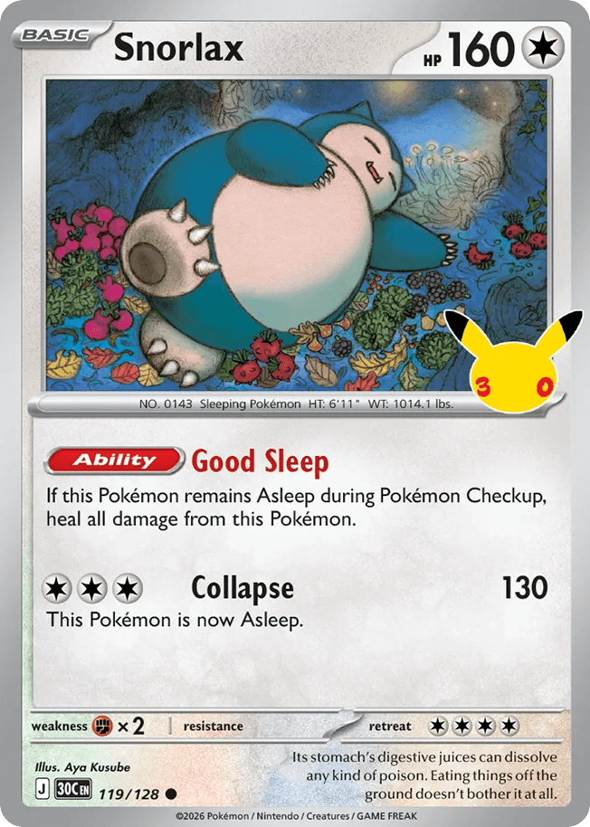 Snorlax, kortbilde fra Scrydex