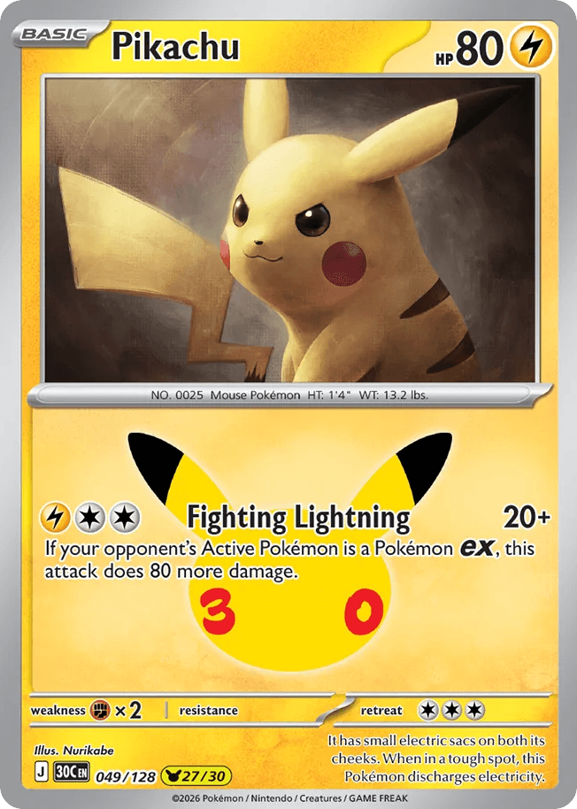 Pikachu, kortbilde fra Scrydex