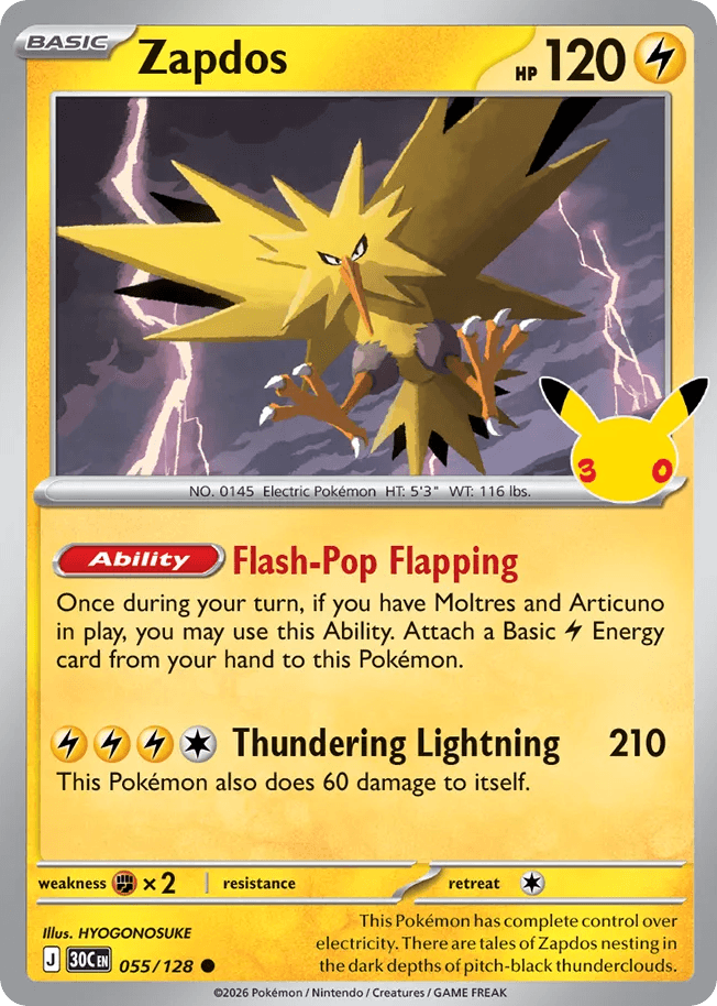 Zapdos, kortbilde fra Scrydex