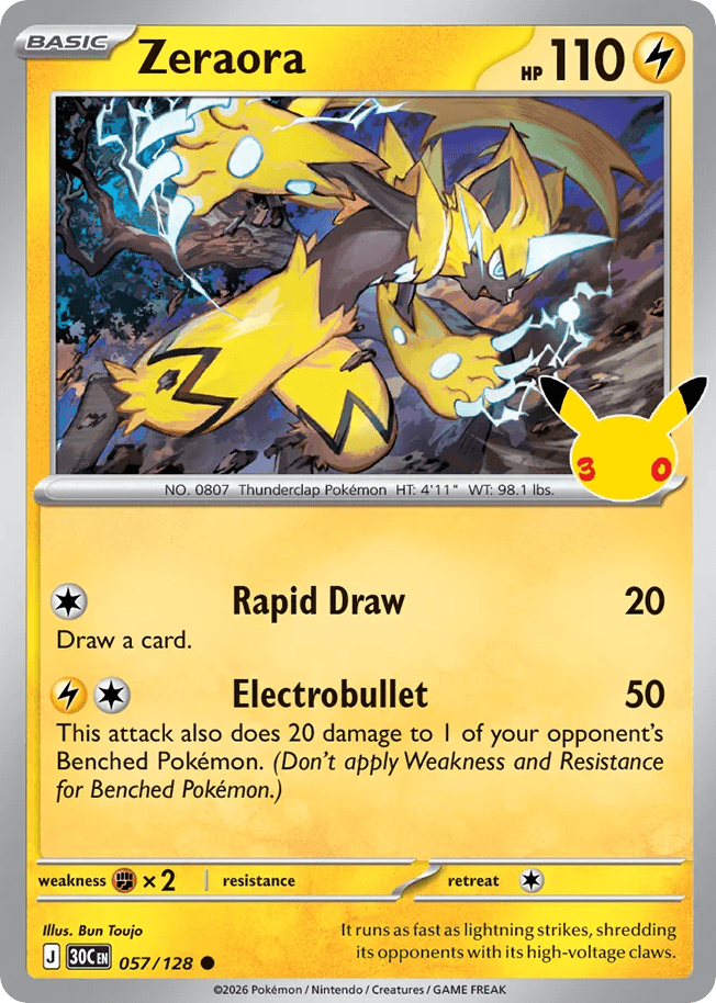 Zeraora, kortbilde fra Scrydex