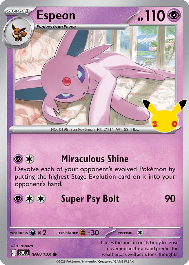 Espeon, kortbilde fra Scrydex