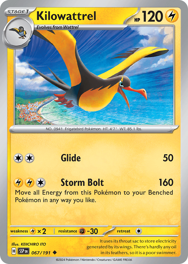Kilowattrel, kortbilde fra pokemontcg.io